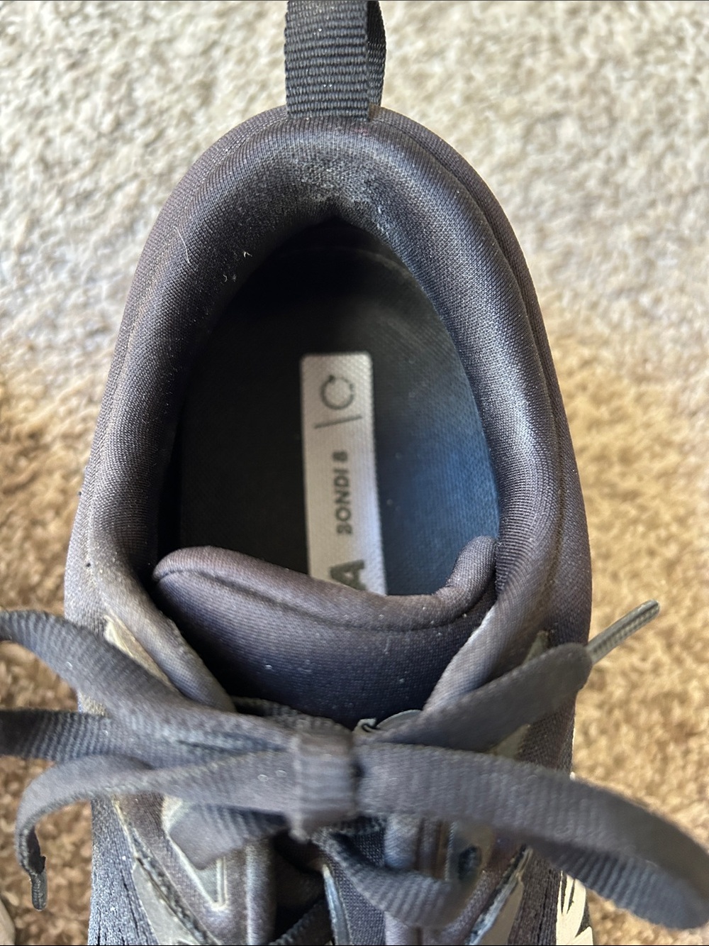 Used women’s Hoka Black Athletic Running Shoes with White Logo - Picture 2 of 11